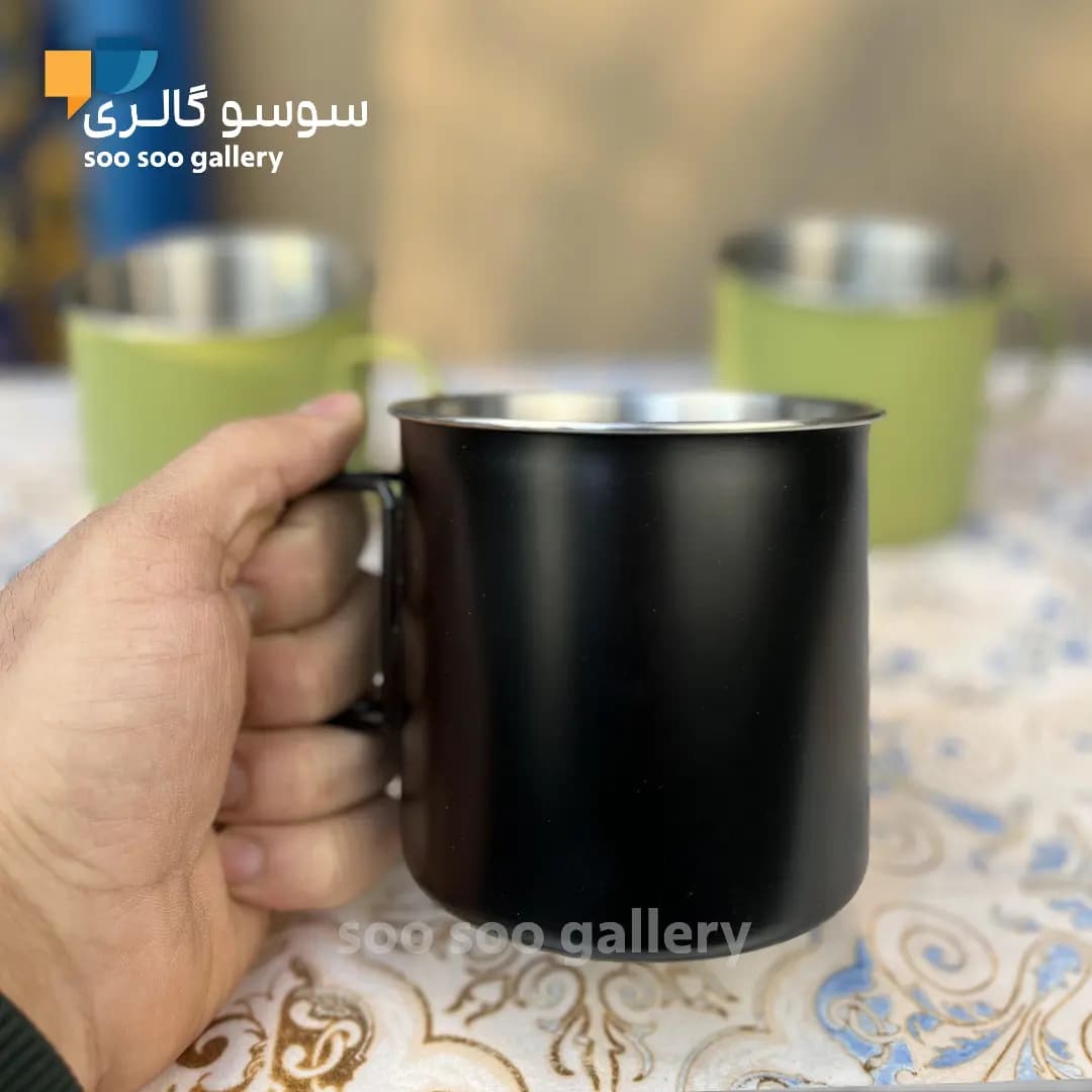 لیوان سفری دسته تاشو استیل مدل کمپ — تصویر ۲