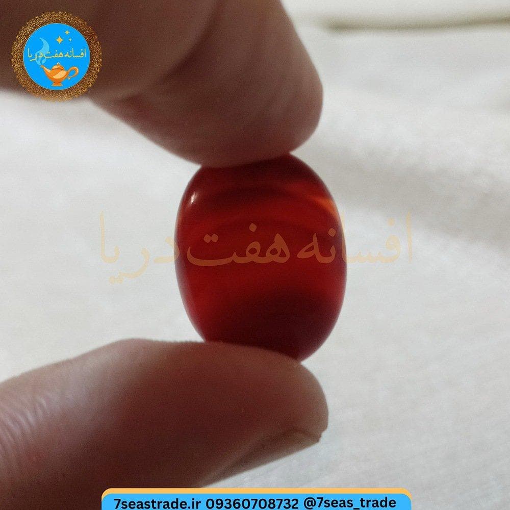 نگین عقیق کارنلین نارنجی قرمز تراش دامله اندازه ۲.۵ در ۱.۸ — تصویر ۴