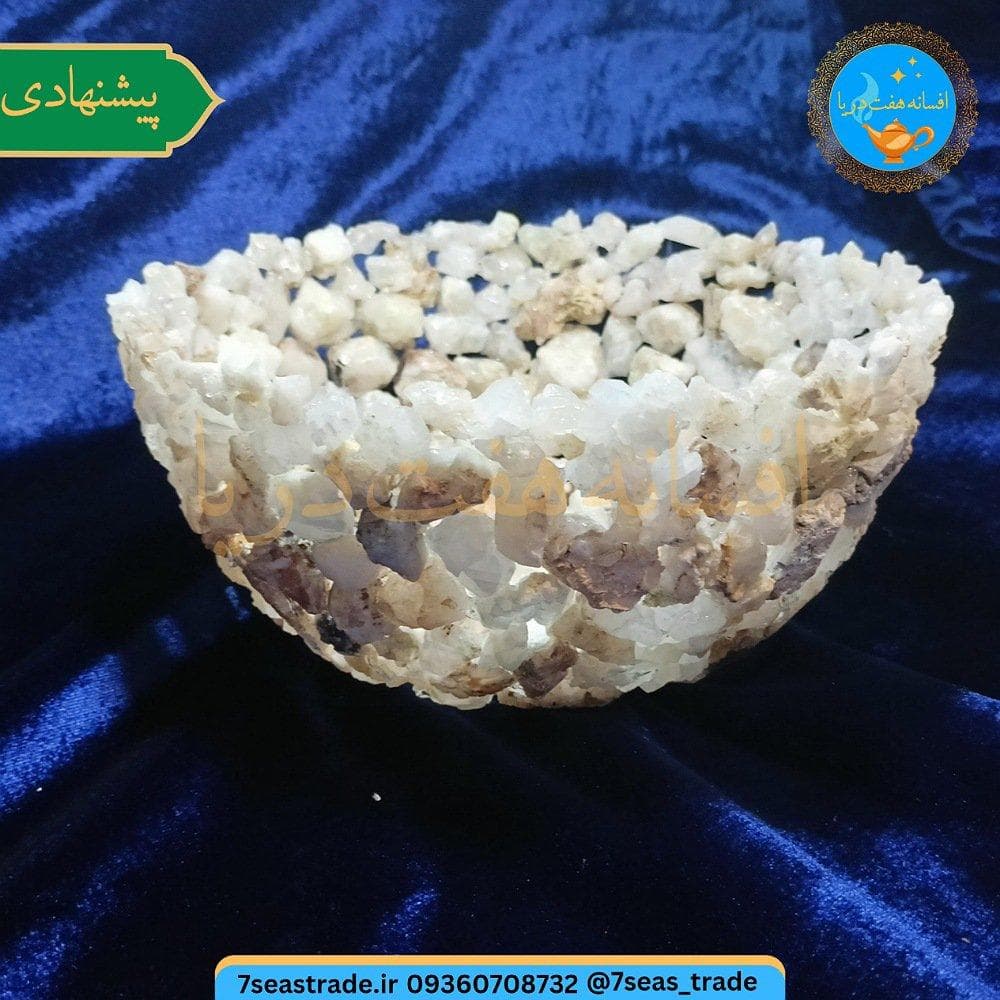 کاسه تماماً تکه کوارتز شفاف صنایع دستی کار دست دکوری قطر ۲۲ سانت — تصویر ۵