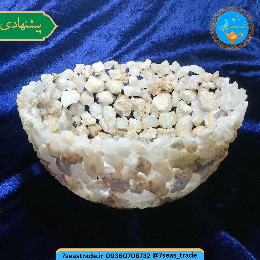 کاسه تماماً تکه کوارتز شفاف صنایع دستی کار دست دکوری قطر ۲۲ سانت — تصویر ۸