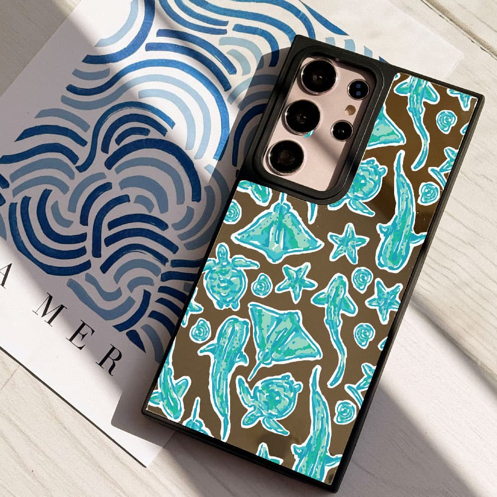 قاب آینه ای چاپی سفارشی (کد 0586) مدل اقیانوس – Ocean Sketch مناسب برای گوشی موبایل سامسونگ Samsung Galaxy A12 / A13 / A14 / A15 / A21S / A22 4G / A24 / A25 / A30S / A31 / A32 4G / A35 / A36 / A — تصویر ۵