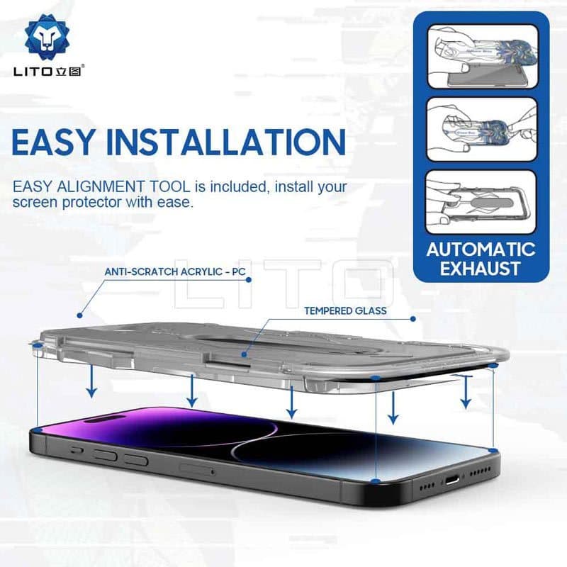 گلس پرایوسی لیتو iPhone 15 ProMax همراه با کیت نصب مدل D+ Tools Magic Glass Box — تصویر ۵