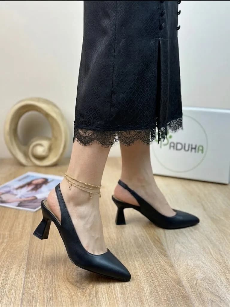 کفش زنانه پاشنه 5 سانت باریک پشت باز نوک تیز کد 29228 — تصویر ۲