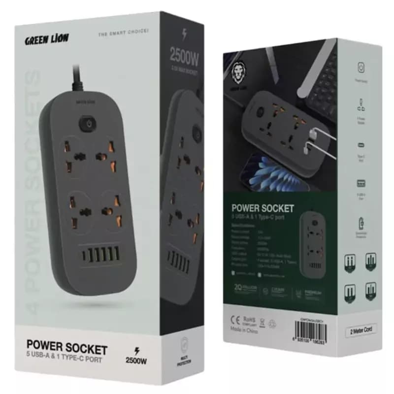 چند راهی برق گرین لیون مدل Green lion GNPOWS5USB power socket 2500W — تصویر ۳