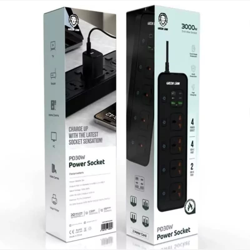چندراهی و محافظ برق و گرین لاین مدل GNPD30POCKBK توان 3000 وات Green Lion PD30W Power Socket Multi-Function — تصویر ۵