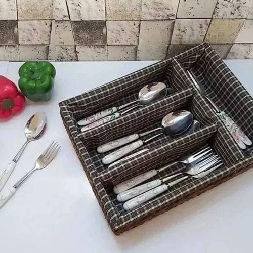 جا قاشقی کابینتی دورچرم پارچه‌ای 4 خانه — تصویر ۸