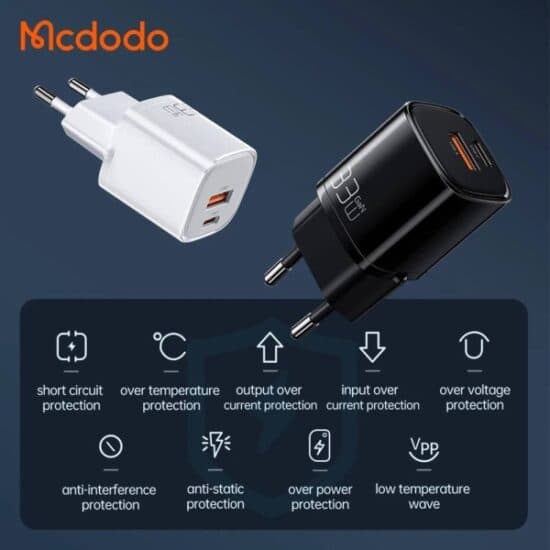 شارژر آداپتور دیواری 2 پورت 33 وات مک دودو MCDODO CH-0151 — تصویر ۵