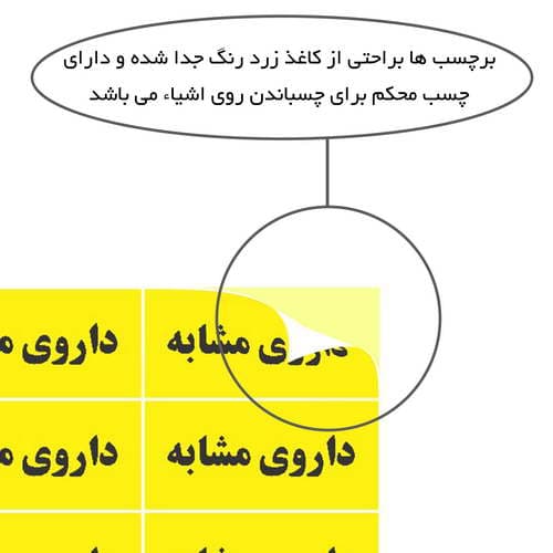 مجموعه 4 عددی برچسب مستر راد طرح داروی پر خطر، مشابه، یخچالی و اخطار تاریخ کد 1419 چند رنگ — تصویر ۴