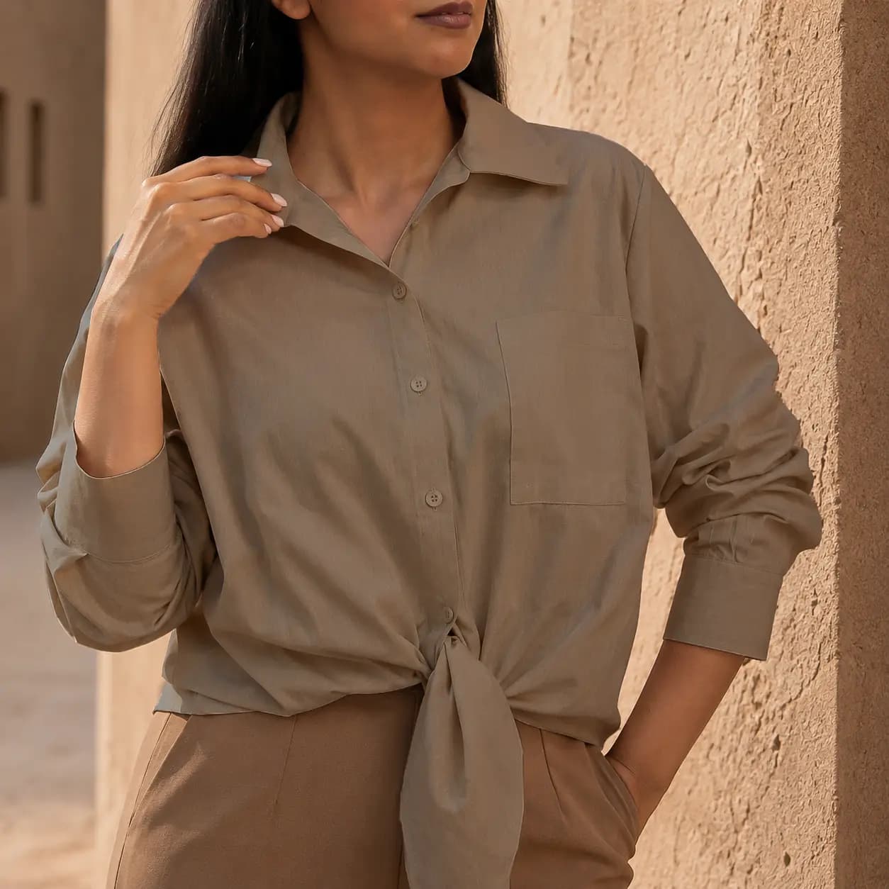 شومیز زنانه جلو گره _کد 2612 — تصویر ۲