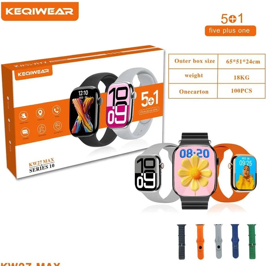 ساعت هوشمند اپل مدل KW27 MAX با ۵ بند اضافه