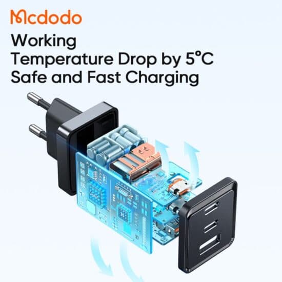 شارژر دیواری مینی 3 پورت 67 وات مک دودو MCDODO CH-1541 — تصویر ۸