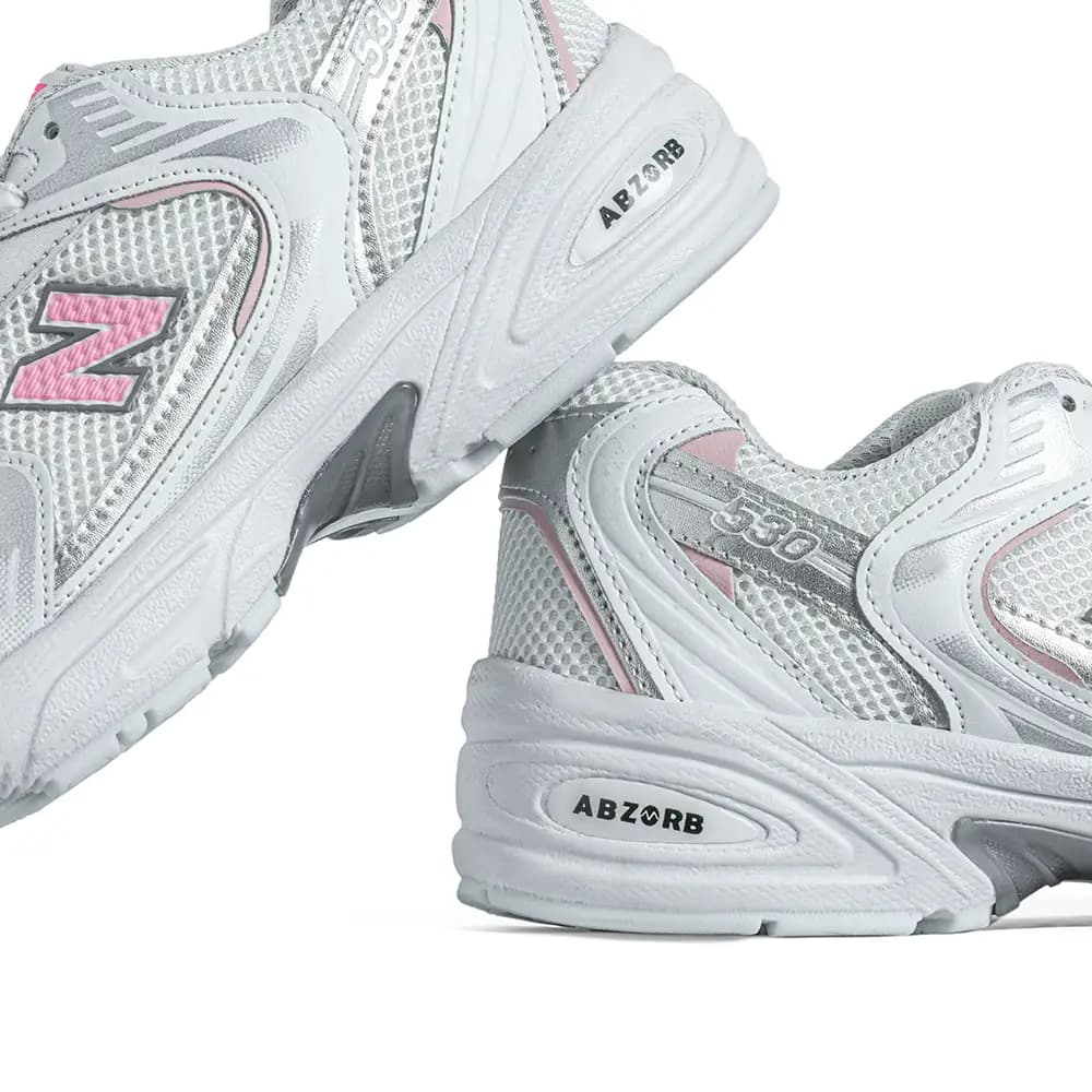 کتانی مدل new balance 530-سفید صورتی کد 1504 — تصویر ۶