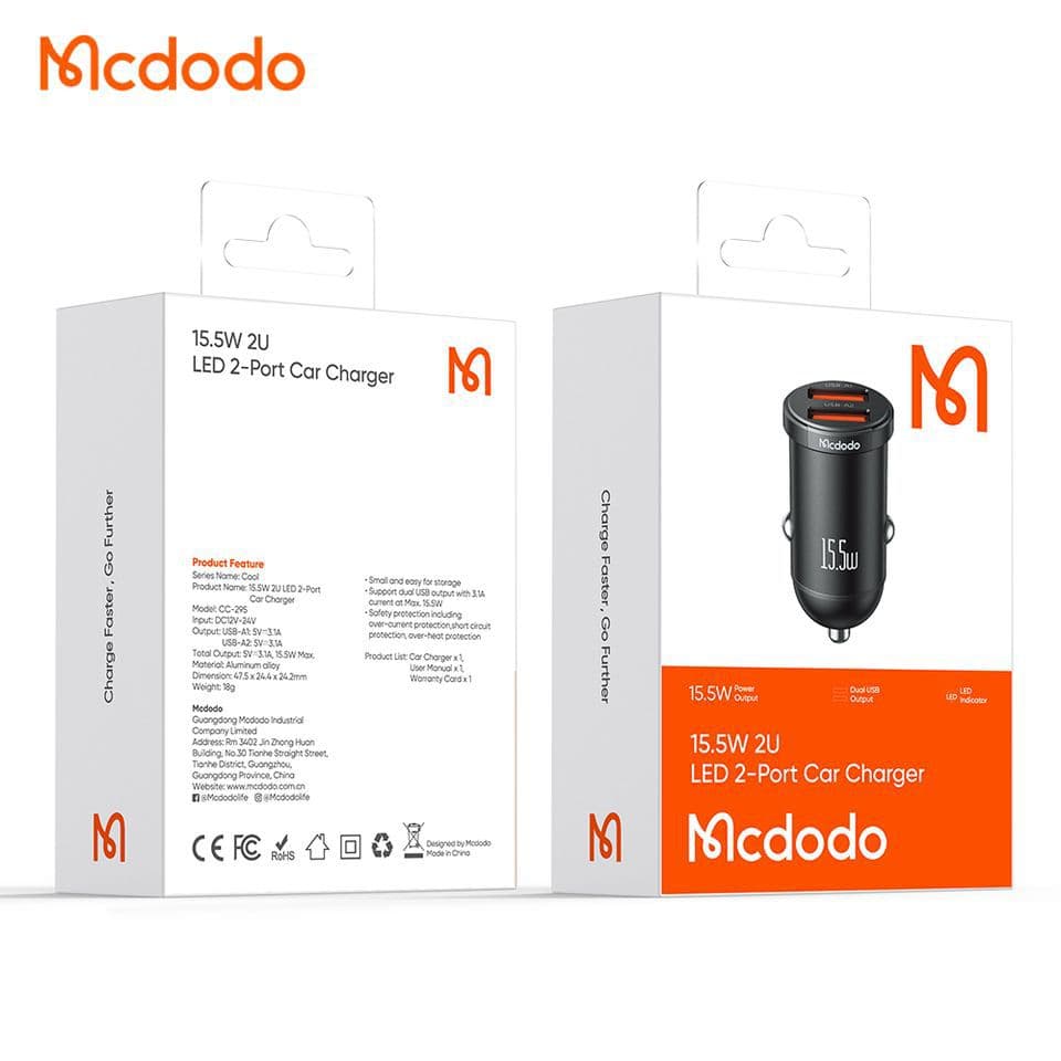 شارژر فندکی 2 پورت 15.5 وات مک دودو MCDODO CC-2950 — تصویر ۸