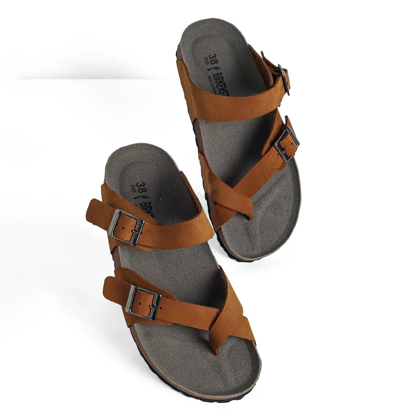 صندل برکین اشتوک شصتی عسلی کد 2383 / BIRKENSTOCK — تصویر ۴