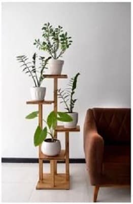 استند گلدان چوبی روستیک دکور مدل i8