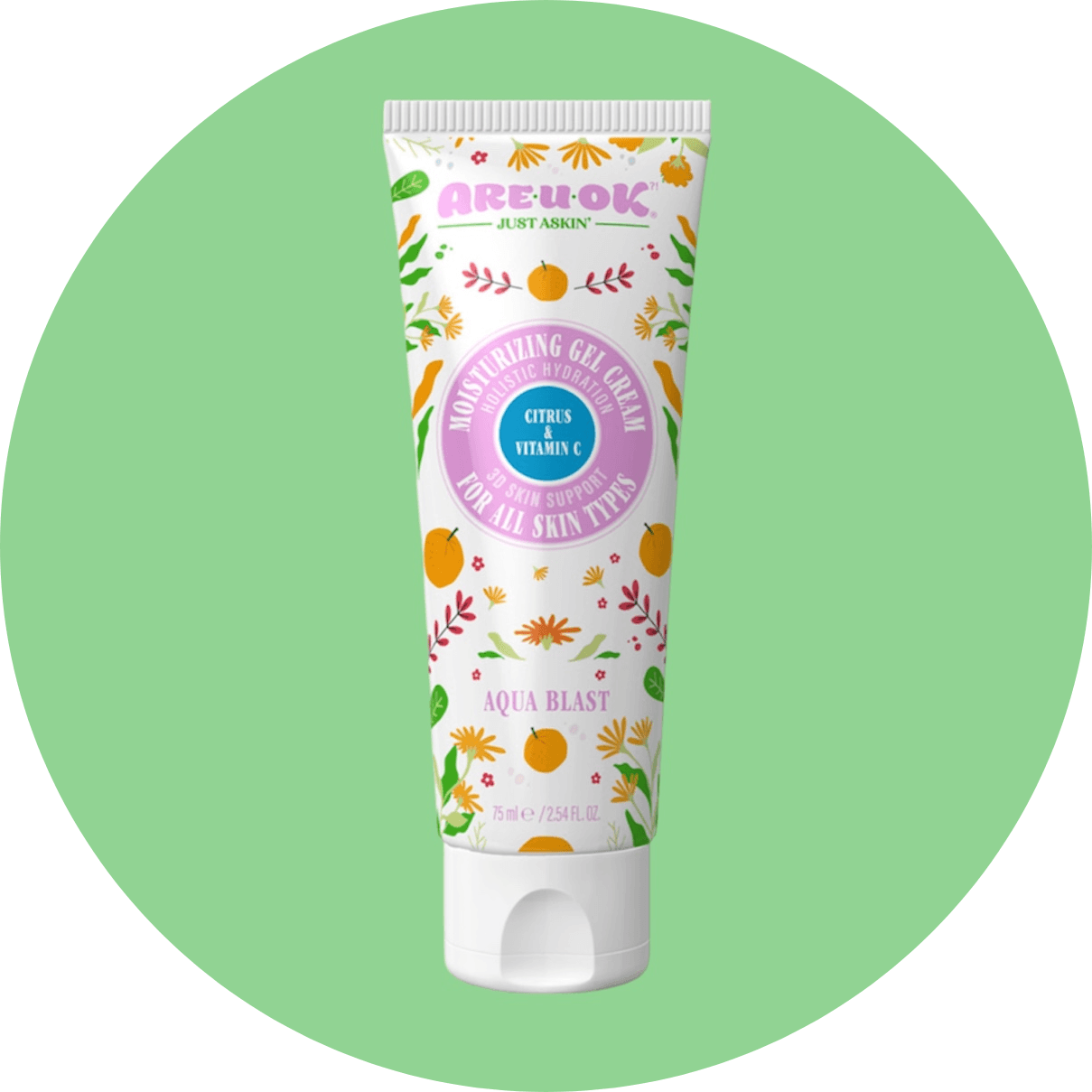 کرم ژل آبرسان تیوپی آریو اُکی مدل ویتامین C و گریپ فروت حجم 75 میل/Moisturizing Gel cream- Citrus + Vitamin C AREUOK