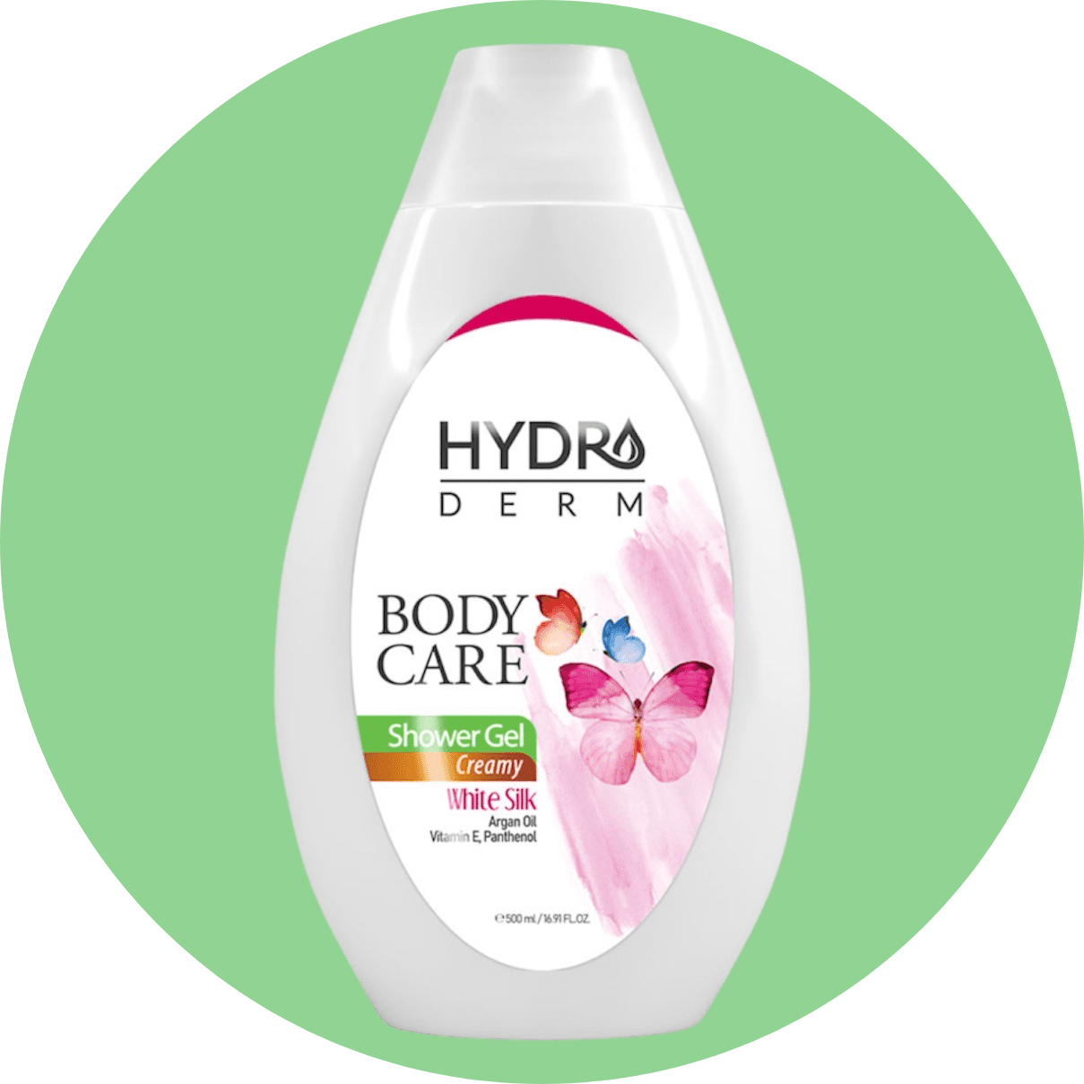 شامپو بدن کرمی هیدرودرم با رایحه ابریشم سفید حجم 500 میل/Hydroderm Creamy Shower Gel with White Silk 500ml