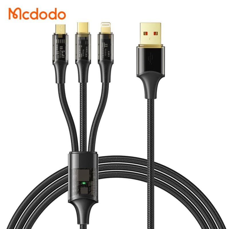 کابل چندسر 3 کاره میکرو Usb + لایتنینگ + تایپ سی 100 واتی مک دودو MCDODO CA-3330
