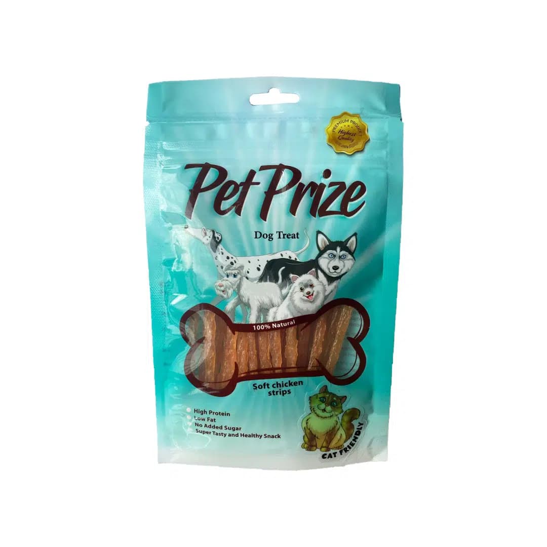 تشویقی سگ پت پرایز مرغ نرم نواری Pet Prize وزن 50 گرم