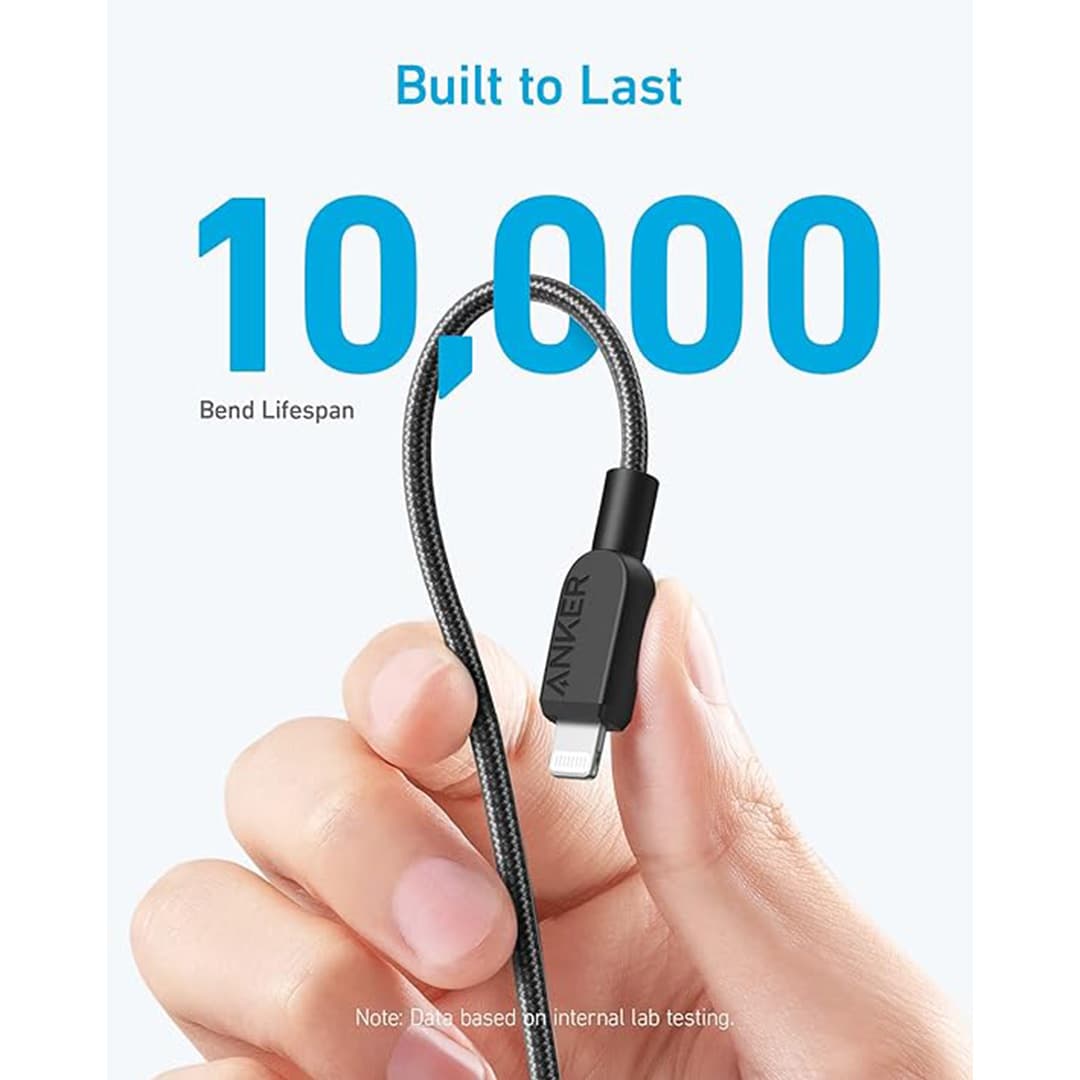 کابل USB-C به لایتنینگ انکر Anker 310 مدل A81A5 USB C to Lightning Cable 90 Cm سفید — تصویر ۴