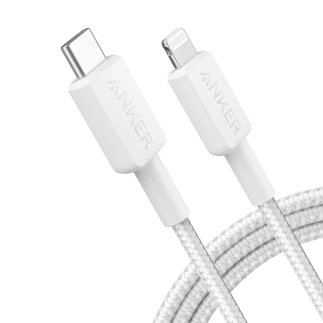 کابل USB-C به لایتنینگ انکر Anker 310 مدل A81A5 USB C to Lightning Cable 90 Cm سفید