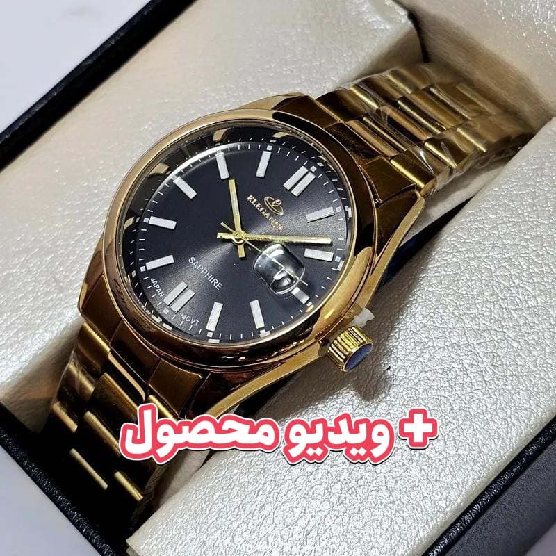 ساعت مردانه الگانس موتور ژاپن – تاریخ دار طلایی – 110801