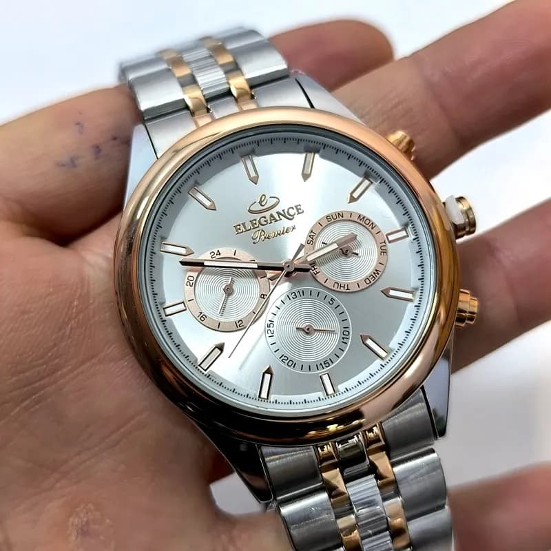 ساعت مردانه الگانس فول تایم ژاپن – رنگ ثابت – ضد آب – 112001 — تصویر ۳