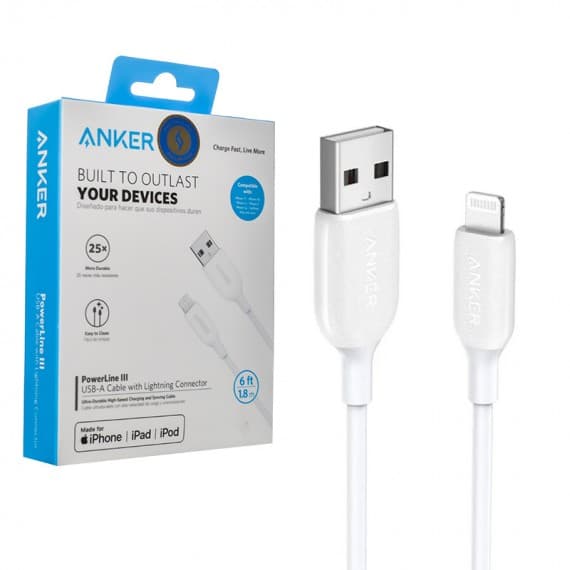 کابل شارژ USB-A به لایتنینگ انکر مدل A8813H11 طول 1.8 متر — تصویر ۴