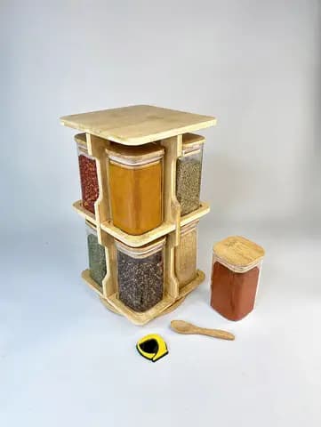 پاسماوری چرخشی مربع بامبو 8 تکه 15×15 سانتیمتر