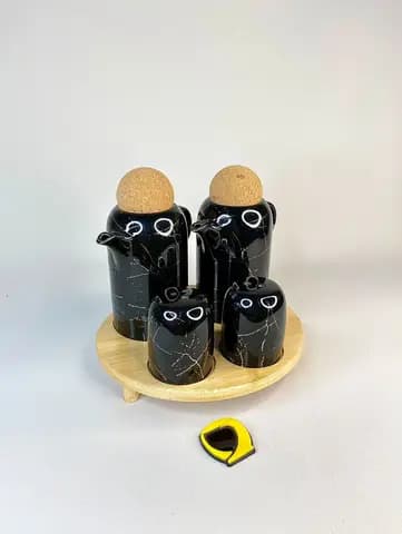 روغن ریز سرامیکی مشکی ماربل 4 پارچه