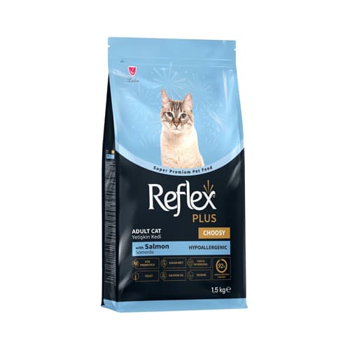 غذای خشک گربه بالغ رفلکس پلاس چوسی ماهی سالمون Reflex وزن 1.5 کیلوگرم
