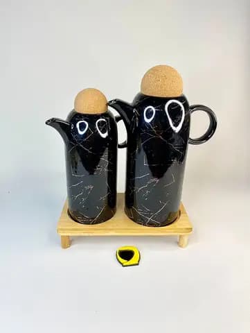 روغن ریز سرامیکی مشکی ماربل جفتی در توپی — تصویر ۲