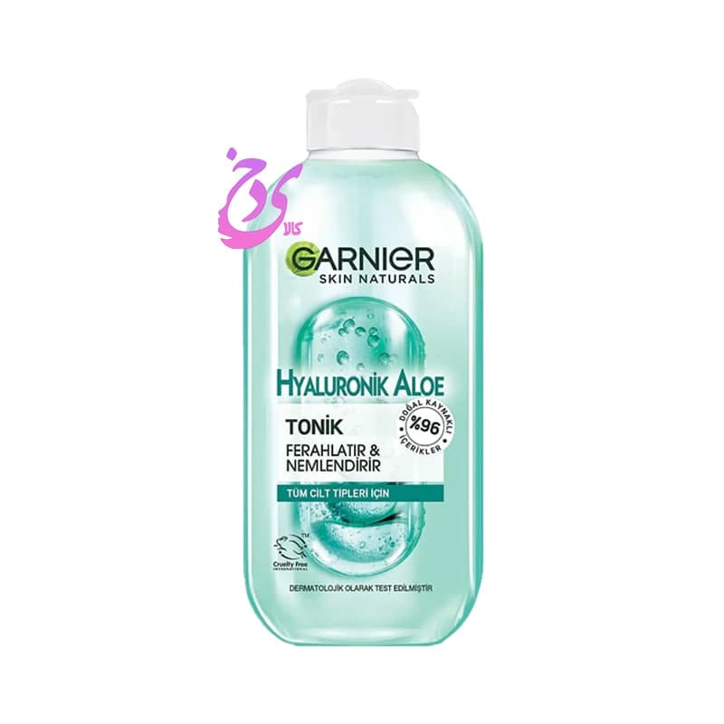تونر آلوئه ورا کننده گارنیر حاوی هیالورونیک اسید GARNIER HYALURONIK ALOE TONIK FERAHLATR AND NEMLENDIRiR حجم 200 میلی لیتر