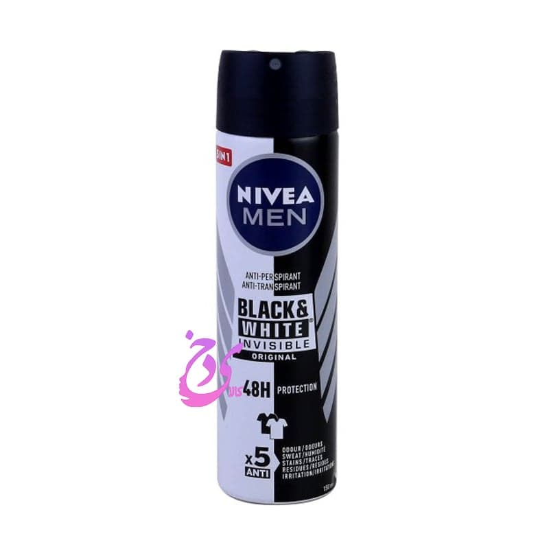 اسپری ضد تعریق مردانه نیوا مدل بلک اند وایت اینویزیبل NIVEA MEN Black & White Invisible حجم 150 میلی لیتر