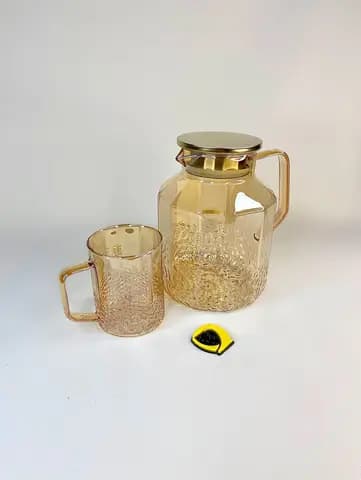 پارچ و لیوان پیرکس شامپاینی چند ضلعی — تصویر ۲