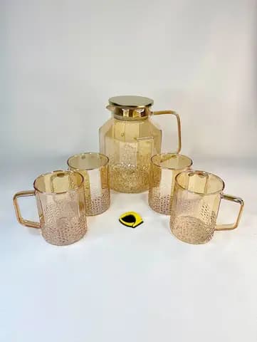 پارچ و لیوان پیرکس شامپاینی چند ضلعی