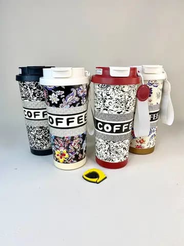تراول ماگ گلدار طرح COFFEE حجم 520 میلی لیتر