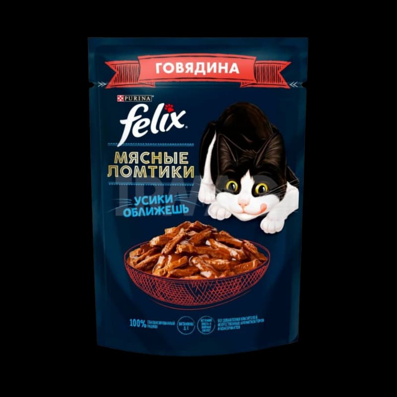 پوچ گربه بالغ فلیکس گوشت گاو در سس Felix وزن 75 گرم