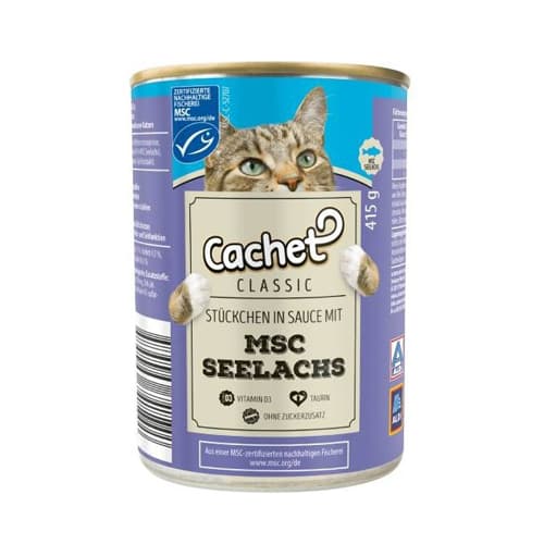 کنسرو گربه بالغ کچت ماهی در سس Cachet وزن 400 گرم