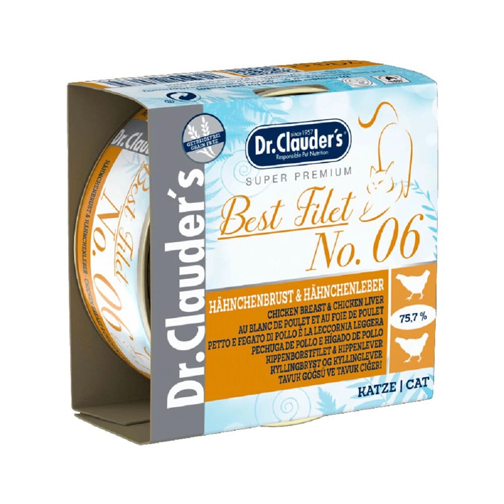 کنسرو گربه دکتر کلادرز نچرال مرغ و جگر Dr Clauder’s وزن 70 گرم