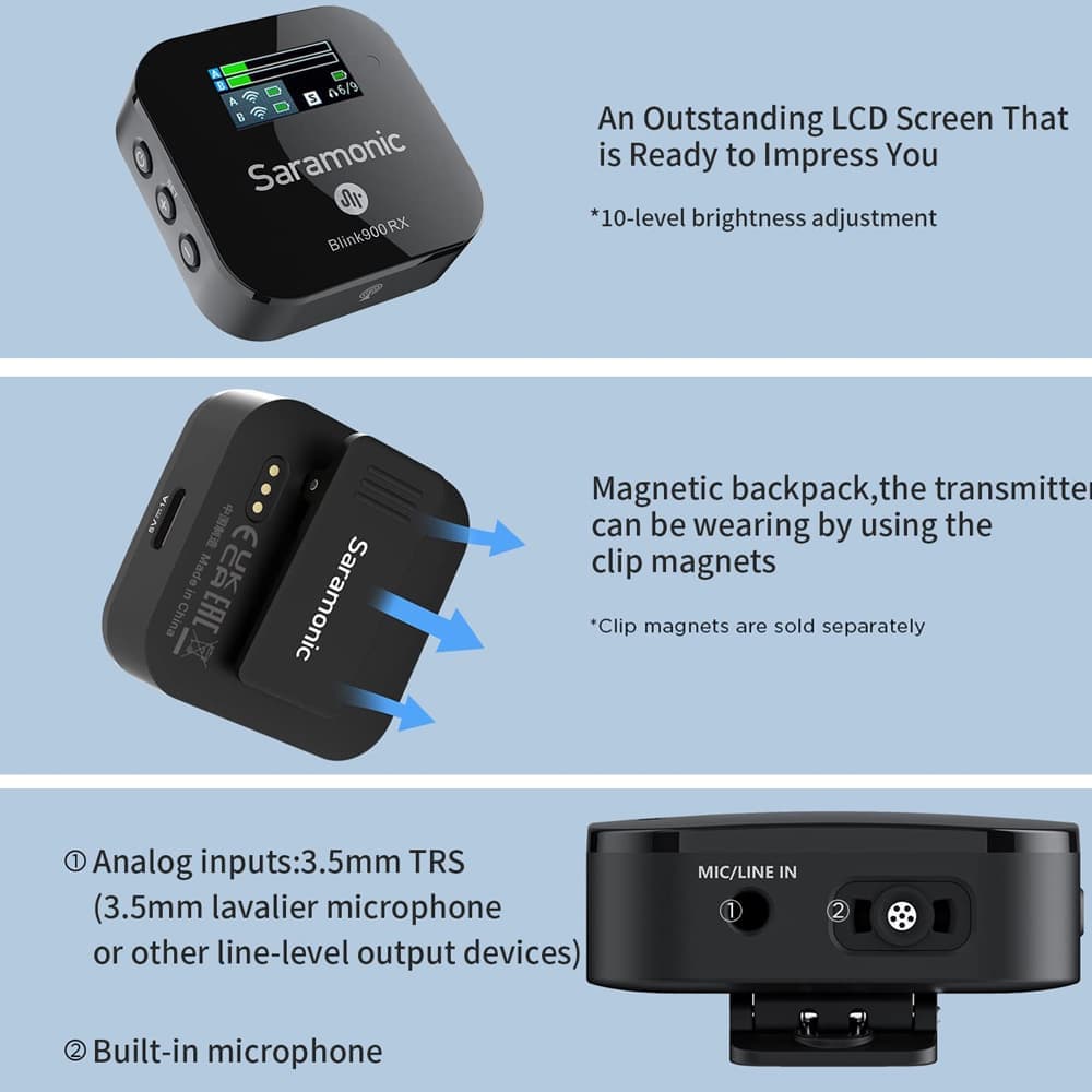 میکروفون بی سیم یقه ای Saramonic Blink900 B2 — تصویر ۷