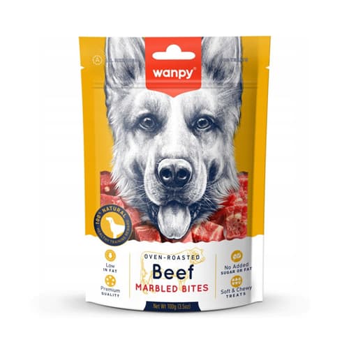 تشویقی سگ ونپی گوشت گاو Wanpy Beef Marbled Bites وزن 100 گرم