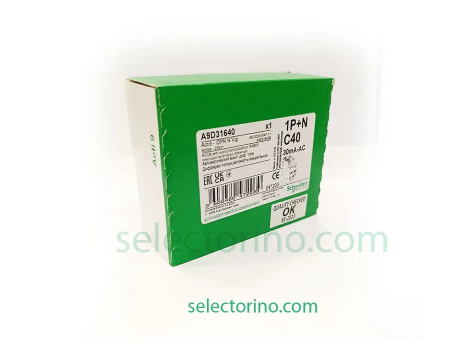 محافظ جان ترکیبی تکفاز 40 آمپر 2 پل A9D31640 Schneider — تصویر ۷