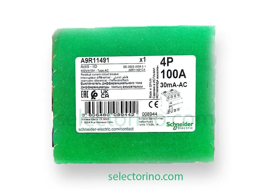 محافظ جان سه فاز 100 آمپر30 میلی آمپر A9R11491 Schneider — تصویر ۲