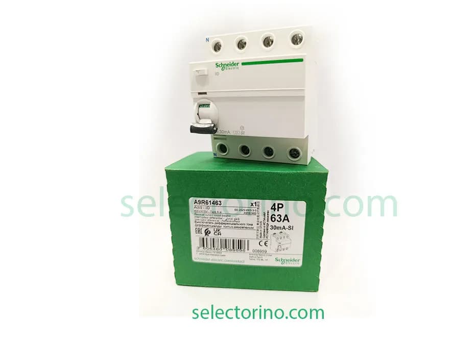 محافظ جان سه فاز 63 آمپر 30 میلی آمپر A9R41463 Schneider اشنایدر — تصویر ۳