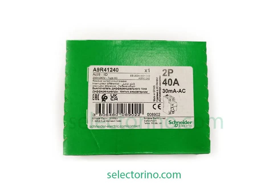 محافظ جان تکفاز 40 آمپر 30 میلی آمپر A9R50240 Schneider اشنایدر — تصویر ۳