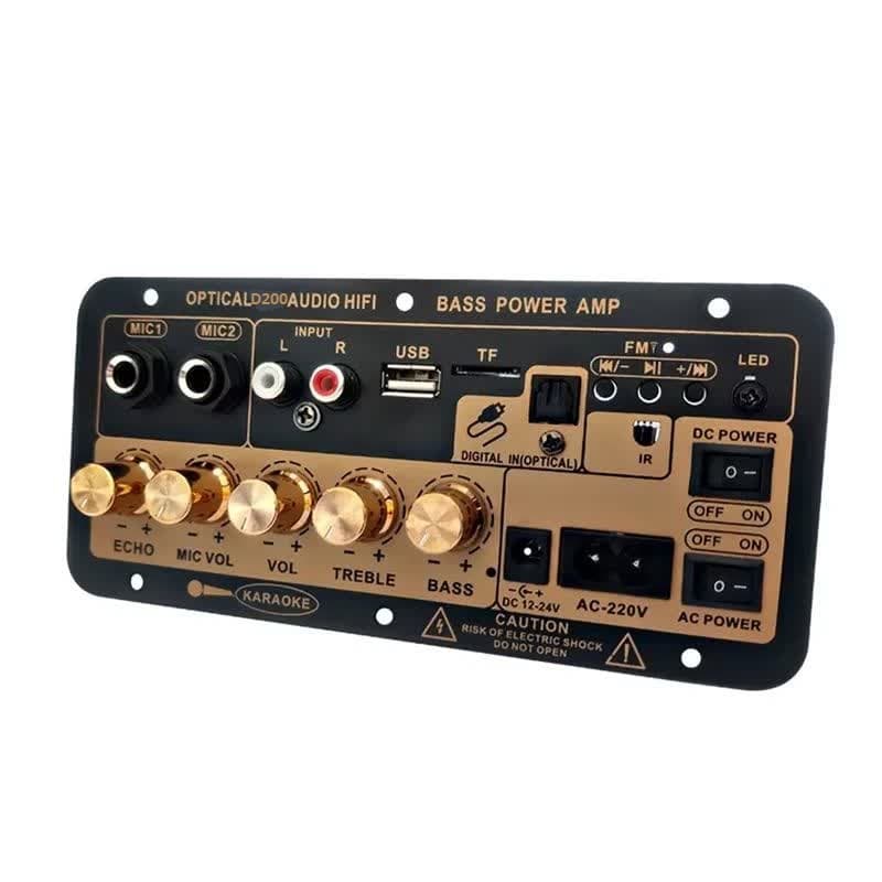 پنل کامل آمپلی فایر HIFI بلوتوثی با خروجی ساب ووفر 200W مدل D200 — تصویر ۳