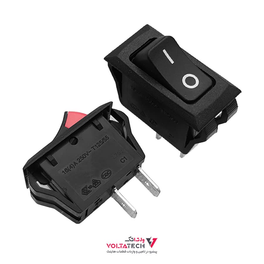کلید راکر باریک دو حالته یکطرف قرمز HB110C5N 2PIN — تصویر ۴
