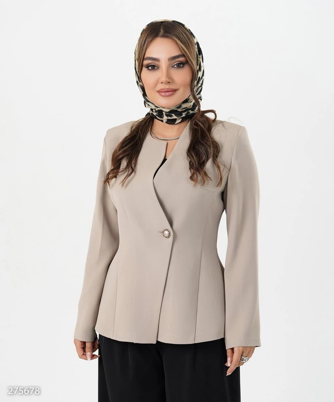 کت کرپ زارا پایین کلوش یقه گرد مدل نولا |کد:1260