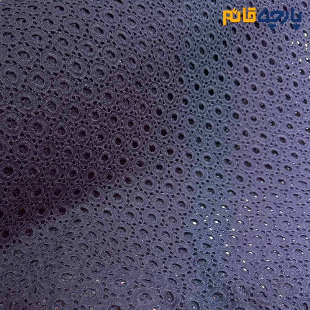 پارچه بهاره و تابستانه وال خامه دوزی کره ای رنگ سرمه ای طرح دایره ای کد7767 — تصویر ۲